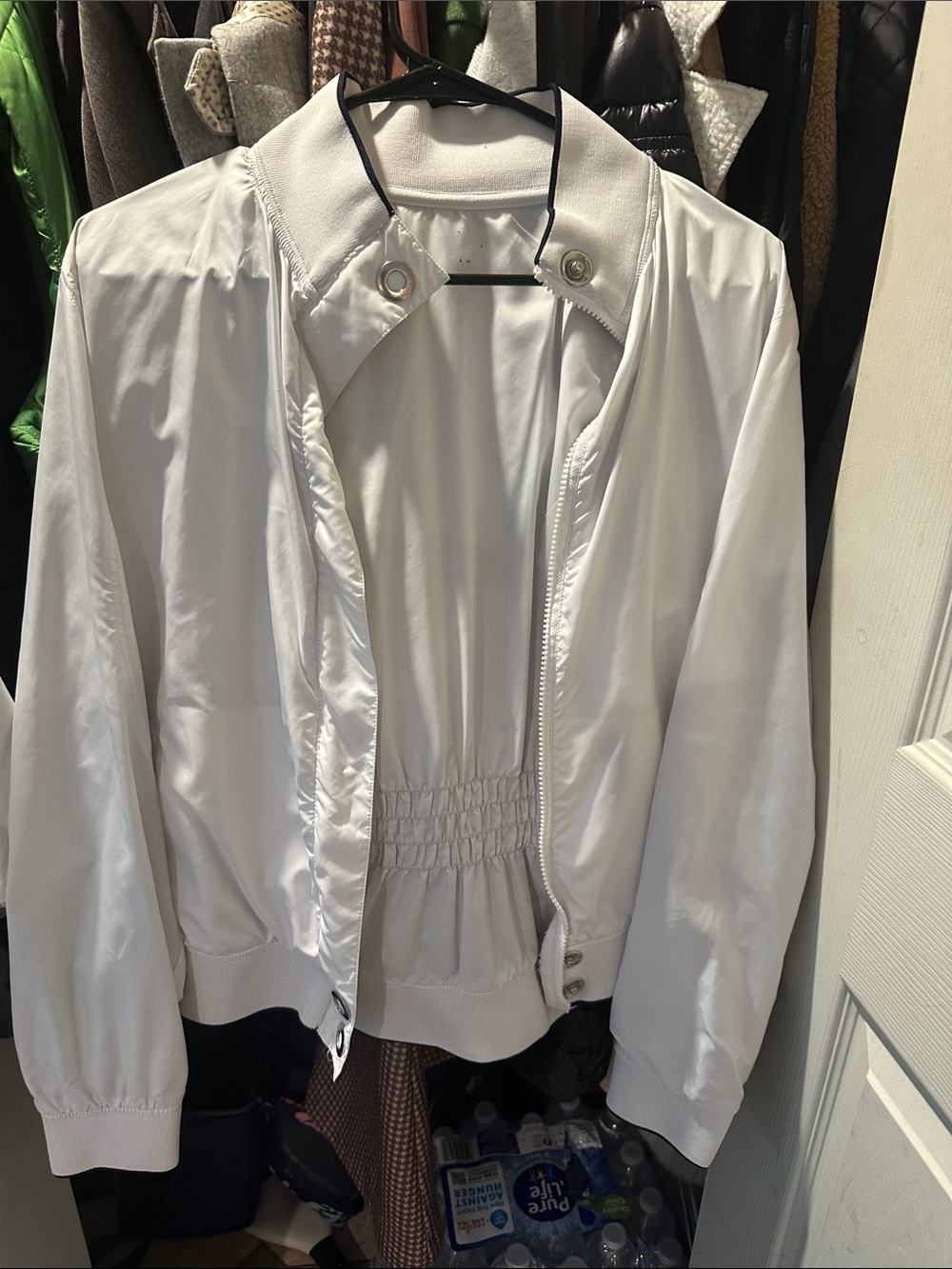 New York & Company White Bomber Jacket